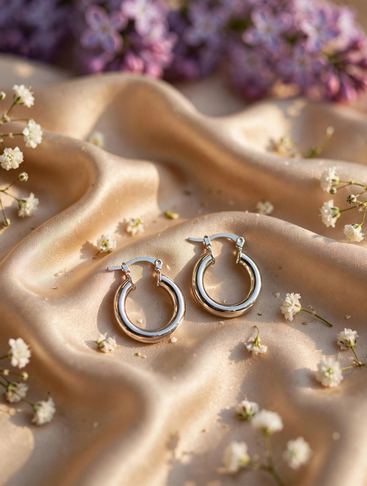 Argollas tubo medianas (dorado y plateado) — Plateado