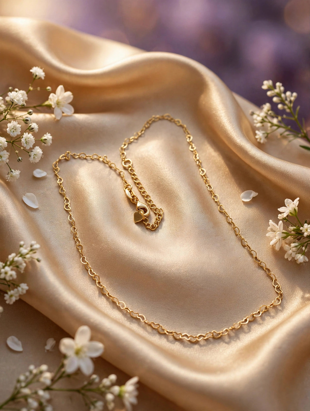 Collar cadena de corazones dorados