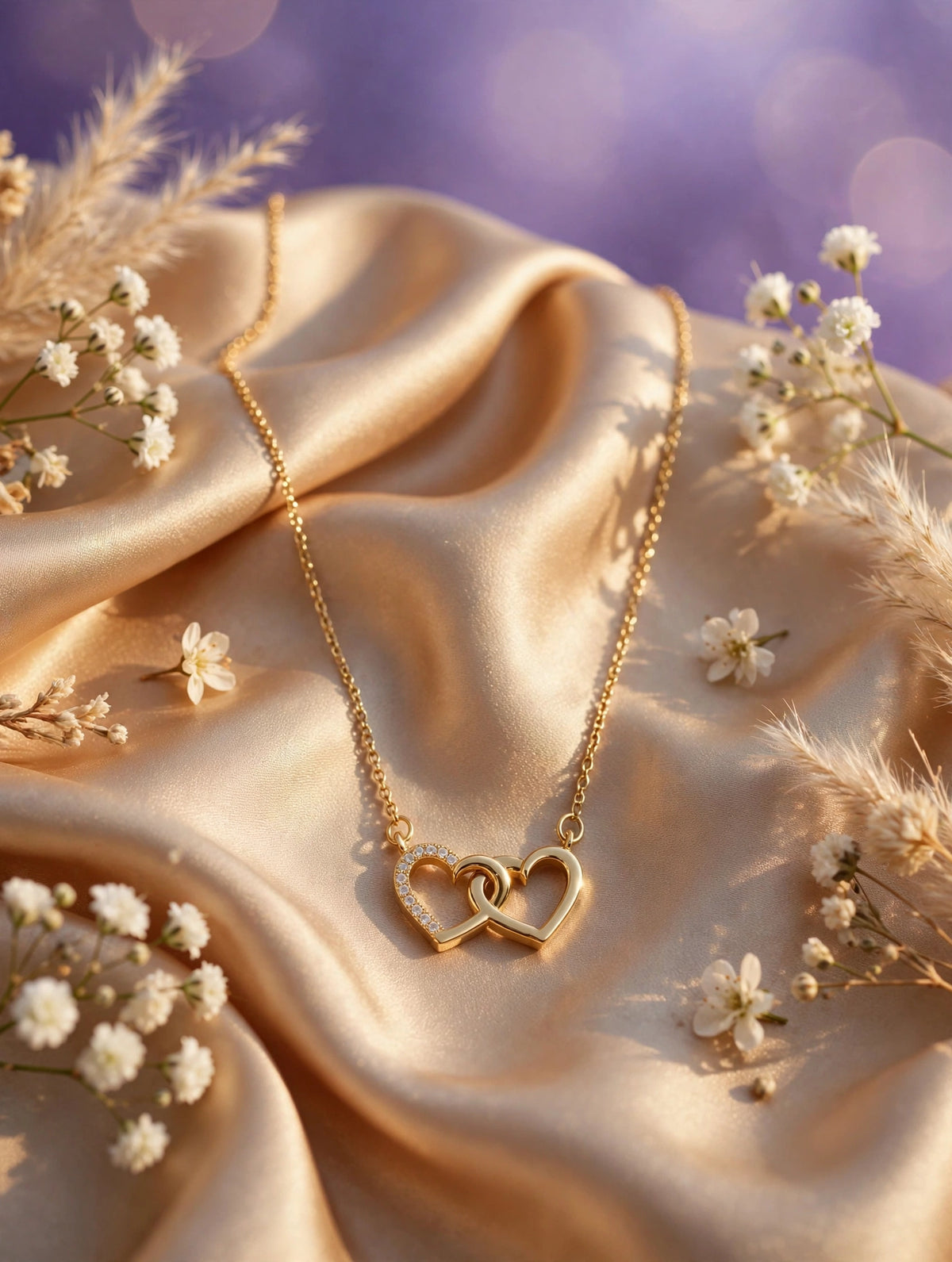 Collar dos corazones entrelazados