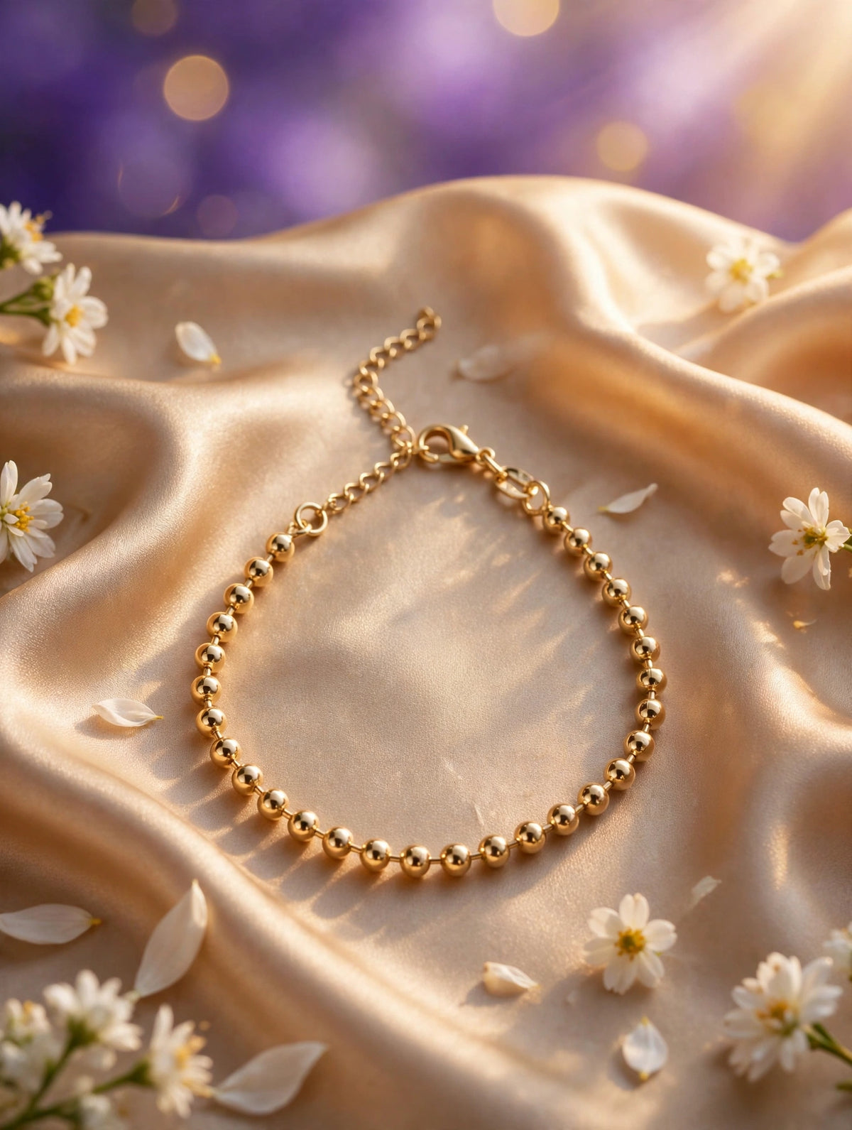 Pulsera de bolitas doradas